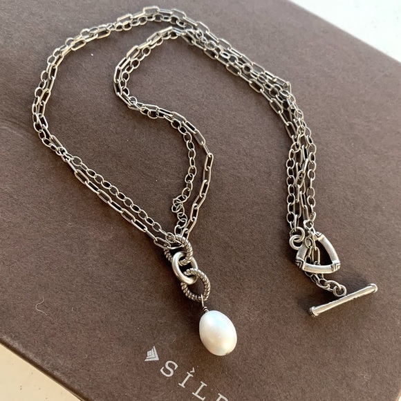 SILPADA Sterling Silver and large Pearl double strand necklace - Picture 1 of 9